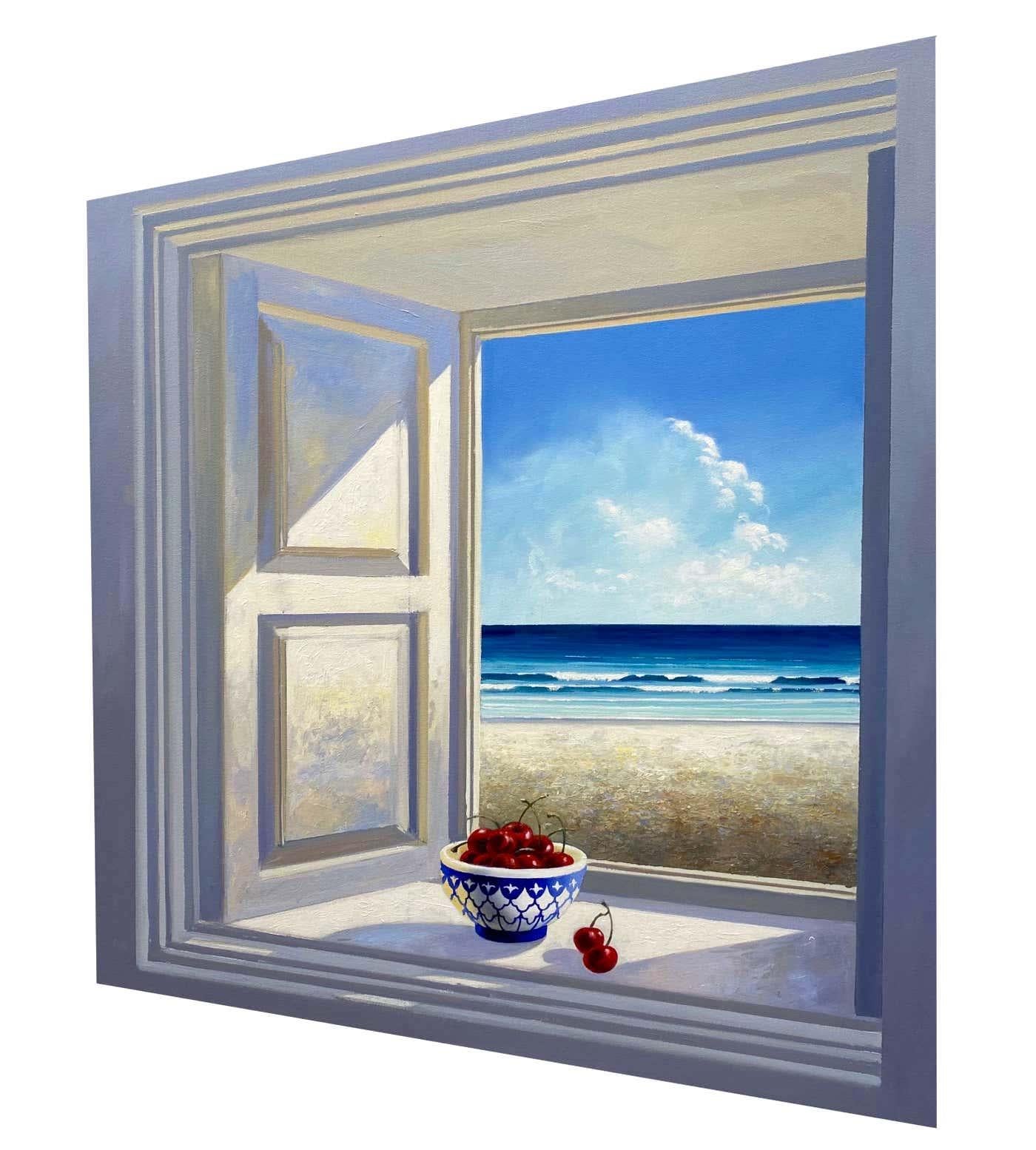 Serenity-original surreal realism still life seascape painting- Modern Art