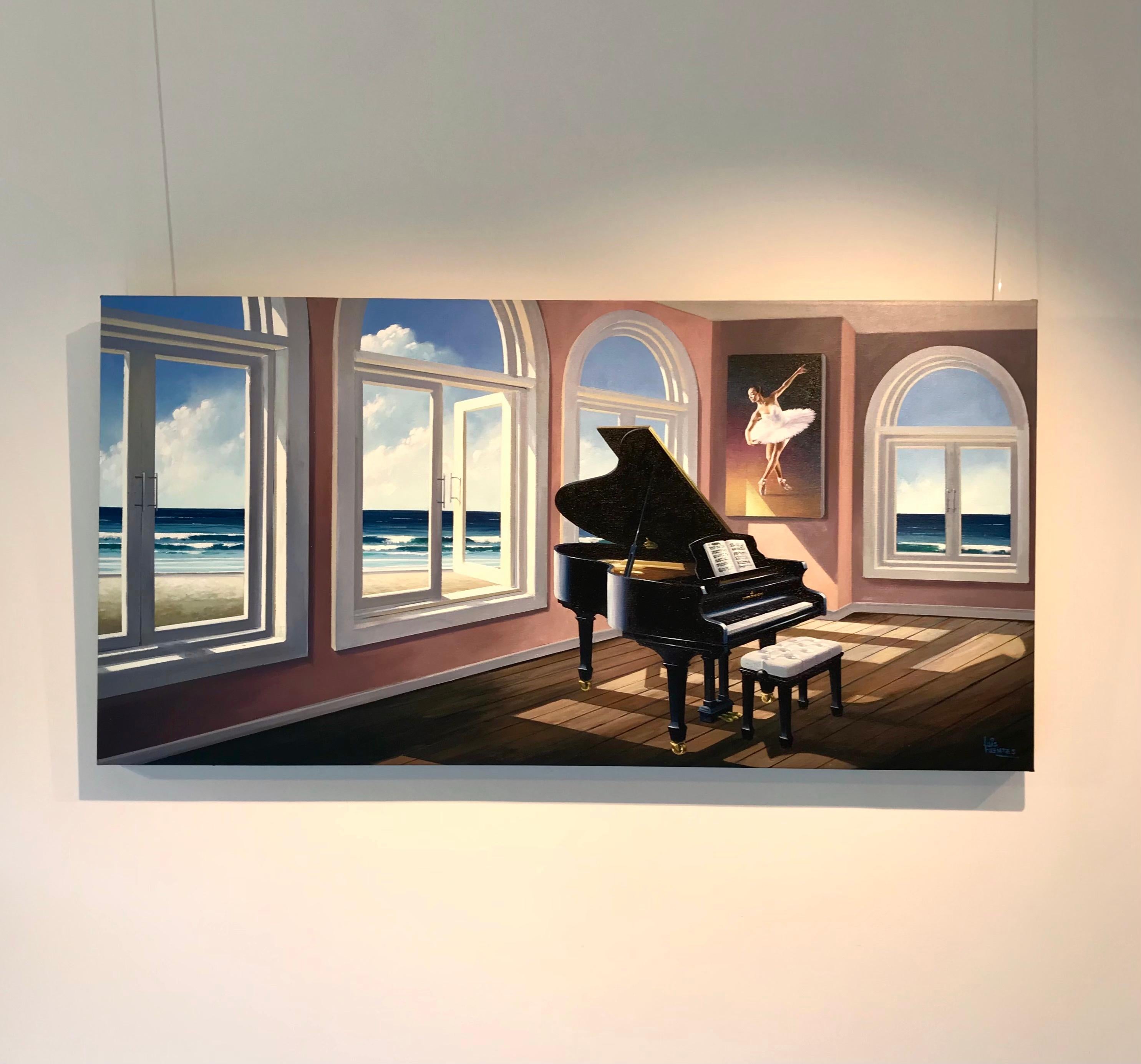 Symphony by the Sea - Surrealist realism modern interior artwork oil painting - Painting by Luis Fuentes