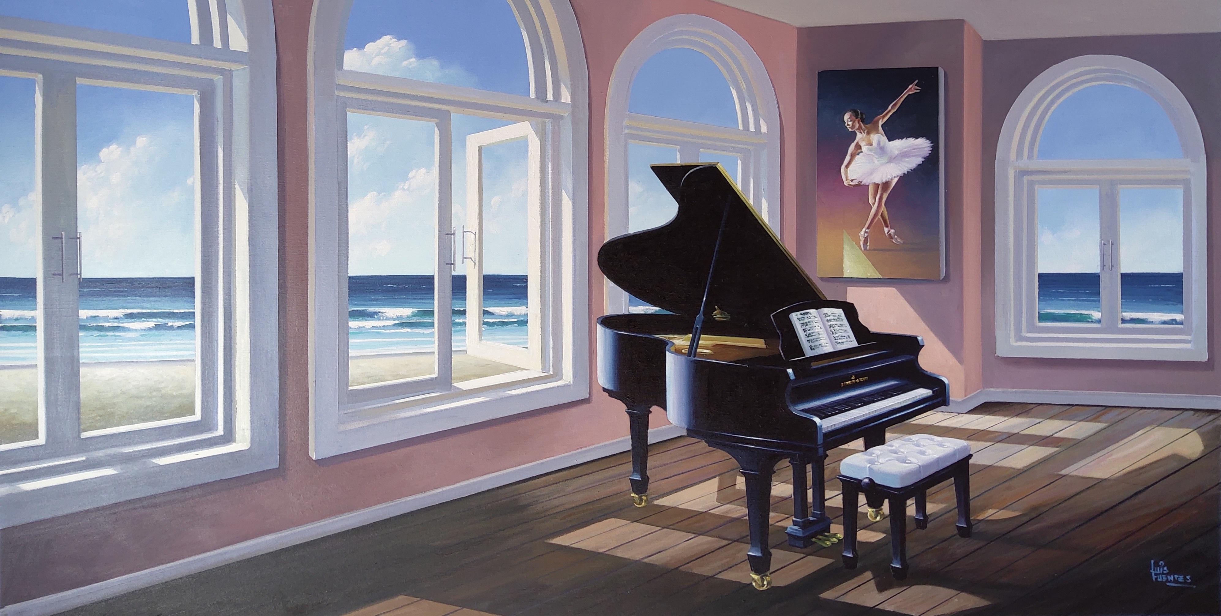 Luis Fuentes Still-Life Painting - Symphony by the Sea - Surrealist realism modern interior artwork oil painting