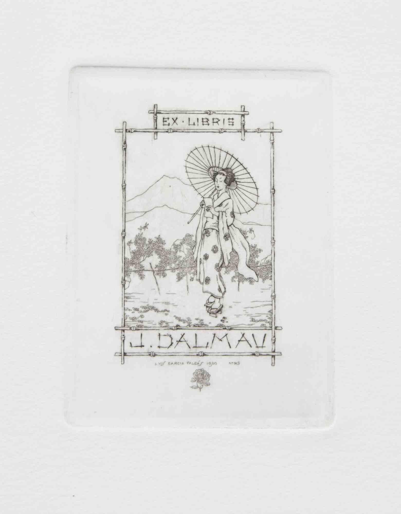 Gravure et pointe sèche réalisées par Luis Garcia Falgàs (1881-1954) au début du 20e siècle.

Non signé.

Très bon état.