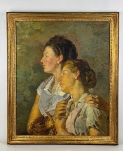 "Madre e figlia" - 1952 Olio su tela di Luis Oliver