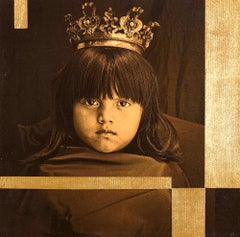 "Mobius" - photograph portrait, young girl with crown, gold, sepia