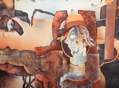 El Curendero, Surrealistische Lithographie von Luis Granda