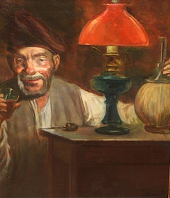 Interior con figura - Óleo sobre tablex
