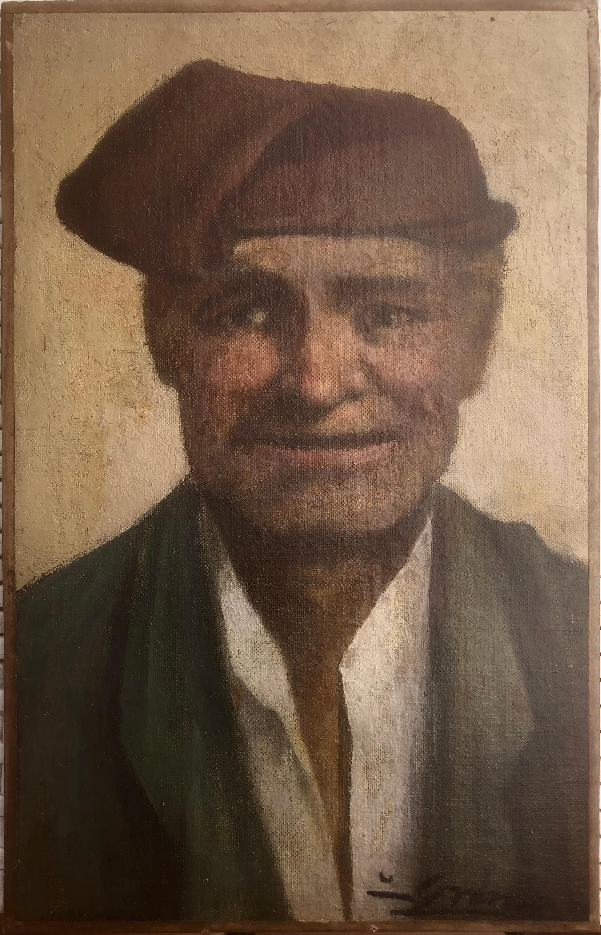 Luis Graner Y Arrufi Portrait Painting - Catalan peasant oil on canvas painting spanish