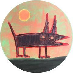 Perro negro bajo el sol, Contemporary Art, Abstract Painting, 21st Century