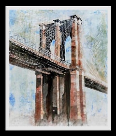 Luis Fernandez New York acrylic and watercolor glued on canvas.