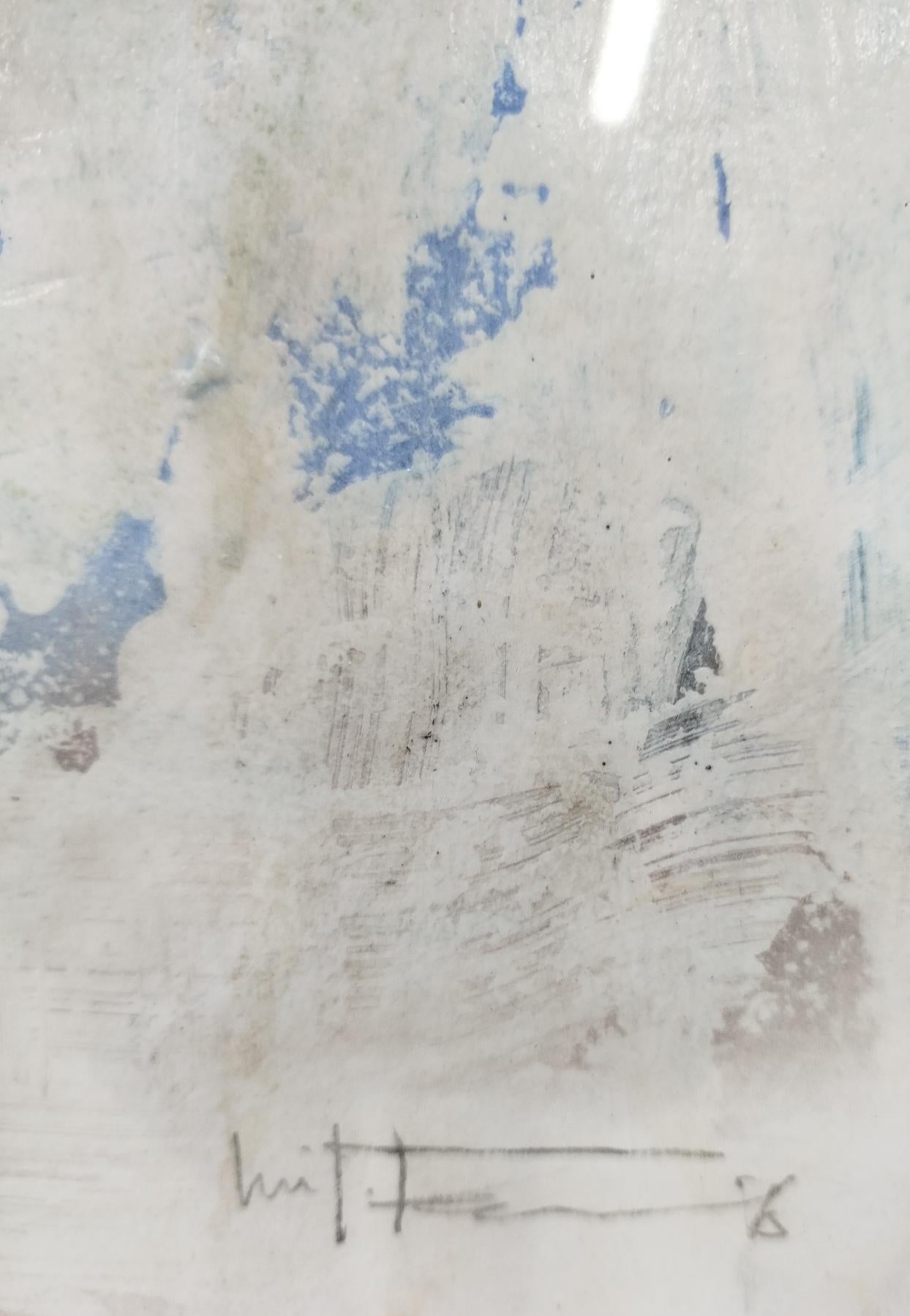 Luis Fernandez New York  Acryl- und Aquarellfarben auf Leinwand geklebt. (Zeitgenössisch), Painting, von Luis J. Fernandez