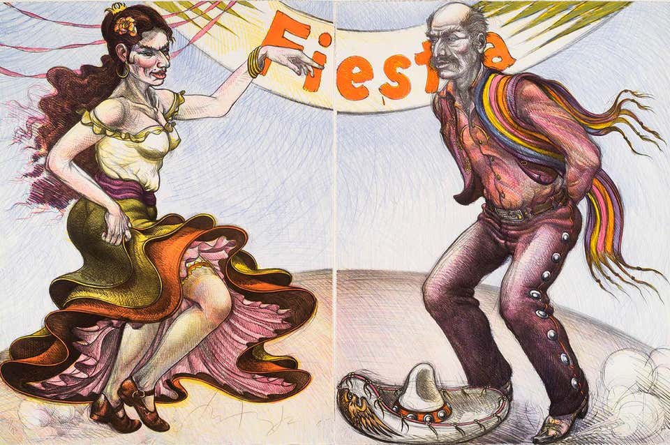 Fiesta by Luis Jimenez (Diptych) Stone Lithograph