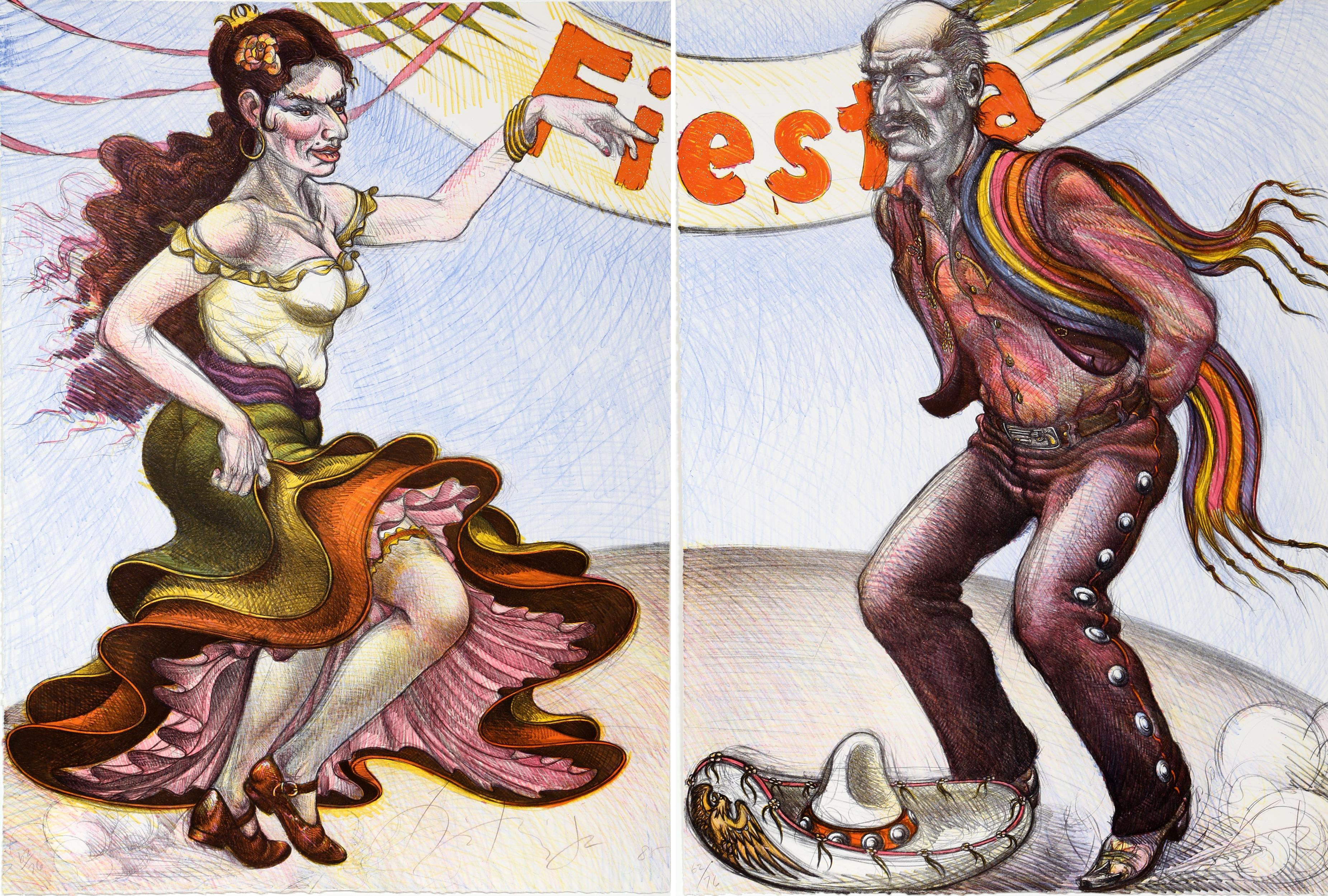 Luis Jiménez Figurative Print - Fiesta (Diptych)