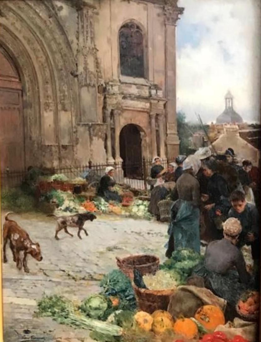  Pontoise Market - Painting by Luis Jimenez Aranda 