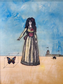 Woman with Butterfly, Surrealist Landscape painting