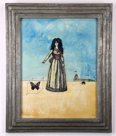 Woman with Butterfly, Surrealist Landscape painting