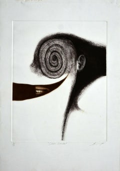 Luis Lara, ¨Oídos sordos¨, 2000, Mezzotint, 27.6x19.7 in