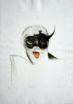 Luis Lara, ¨Reflejo¨, 2000, Mezzotint, 28x19.7 in