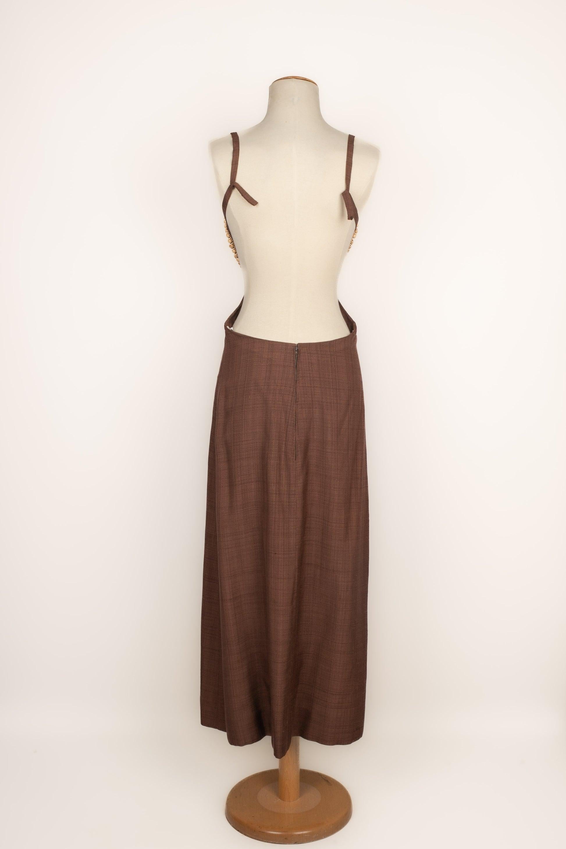 Luis Mari Brown Dress, 1960s In Excellent Condition For Sale In SAINT-OUEN-SUR-SEINE, FR