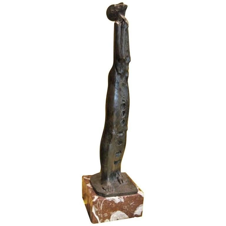 Patinated Luis Maria Saumelis, Prayer, Spanish Contemporary Bronze Sculpture, ca. 1980s