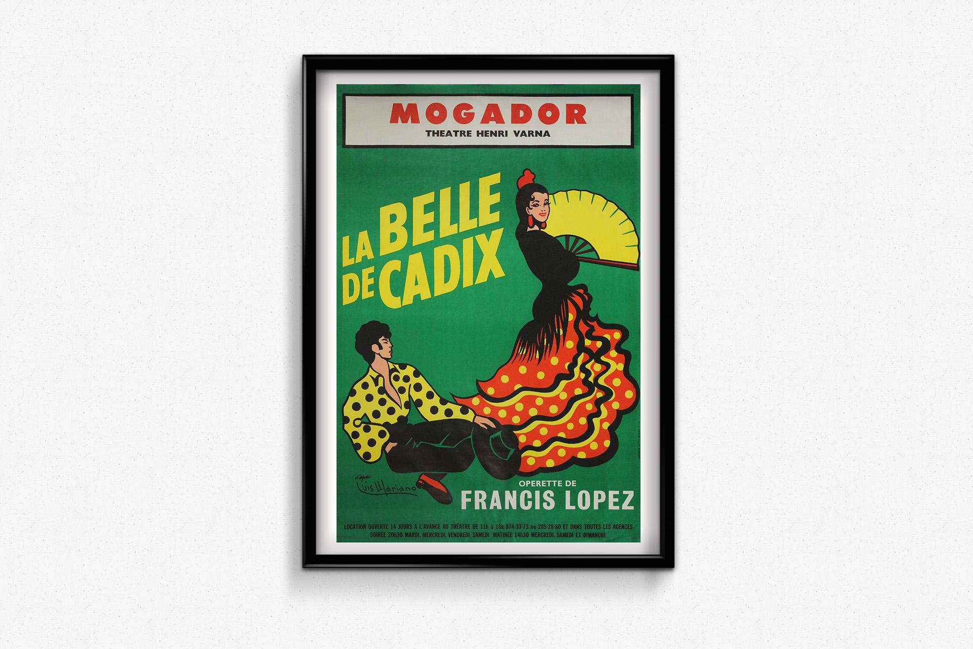 1977 original poster for La Belle de Cadix at the Théâtre Mogador - Luis Mariano For Sale 2