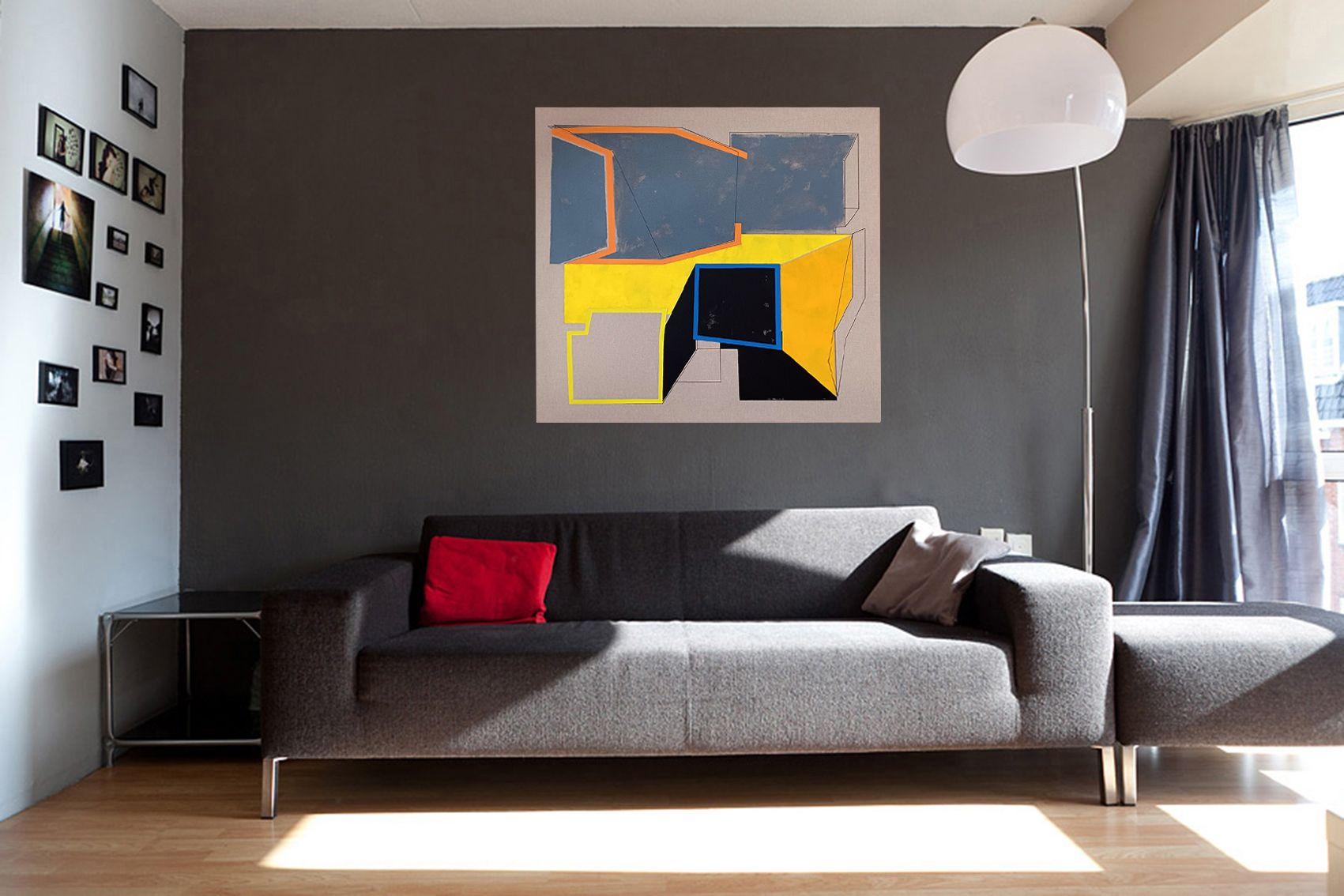 Composition as result of combination of minimal shapes and geometric forms    Ready to hang.  No framing required :: Painting :: Abstract :: This piece comes with an official certificate of authenticity signed by the artist :: Ready to Hang: Yes ::