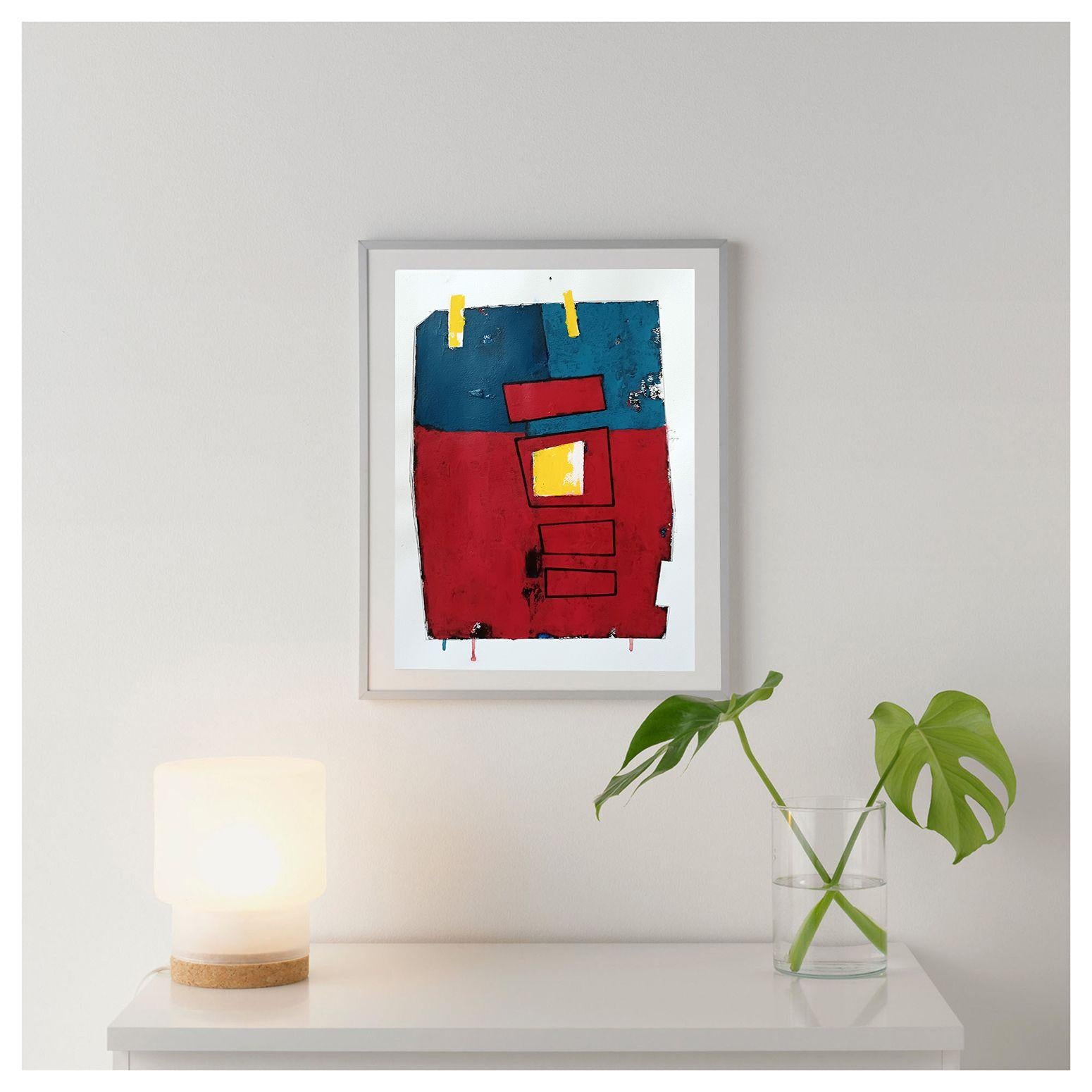 5735B, Malerei, Acryl auf Papier (Rot), Abstract Painting, von Luis  Medina