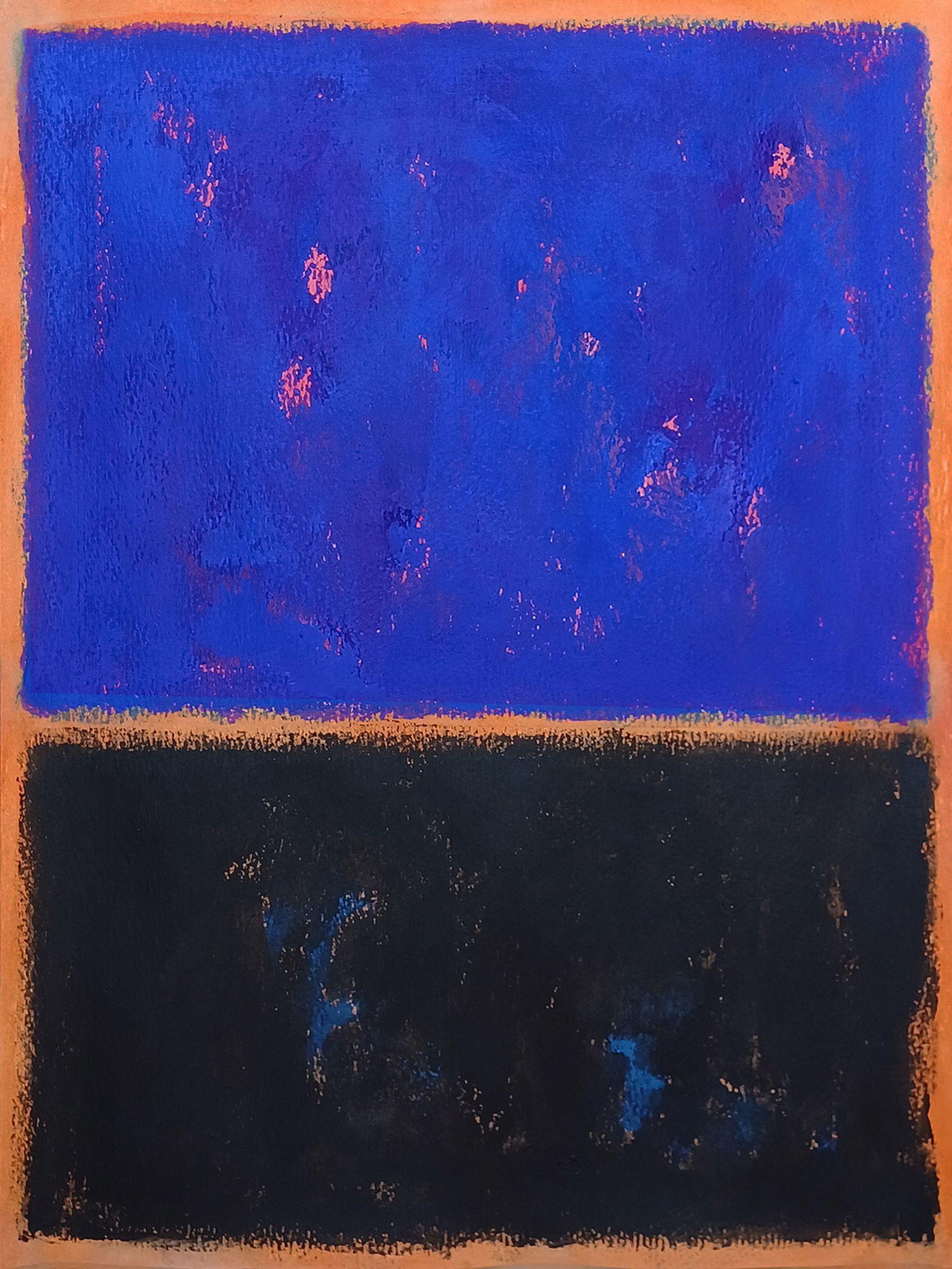 Schwarz und Blau II, Gemälde, Acryl auf Papier