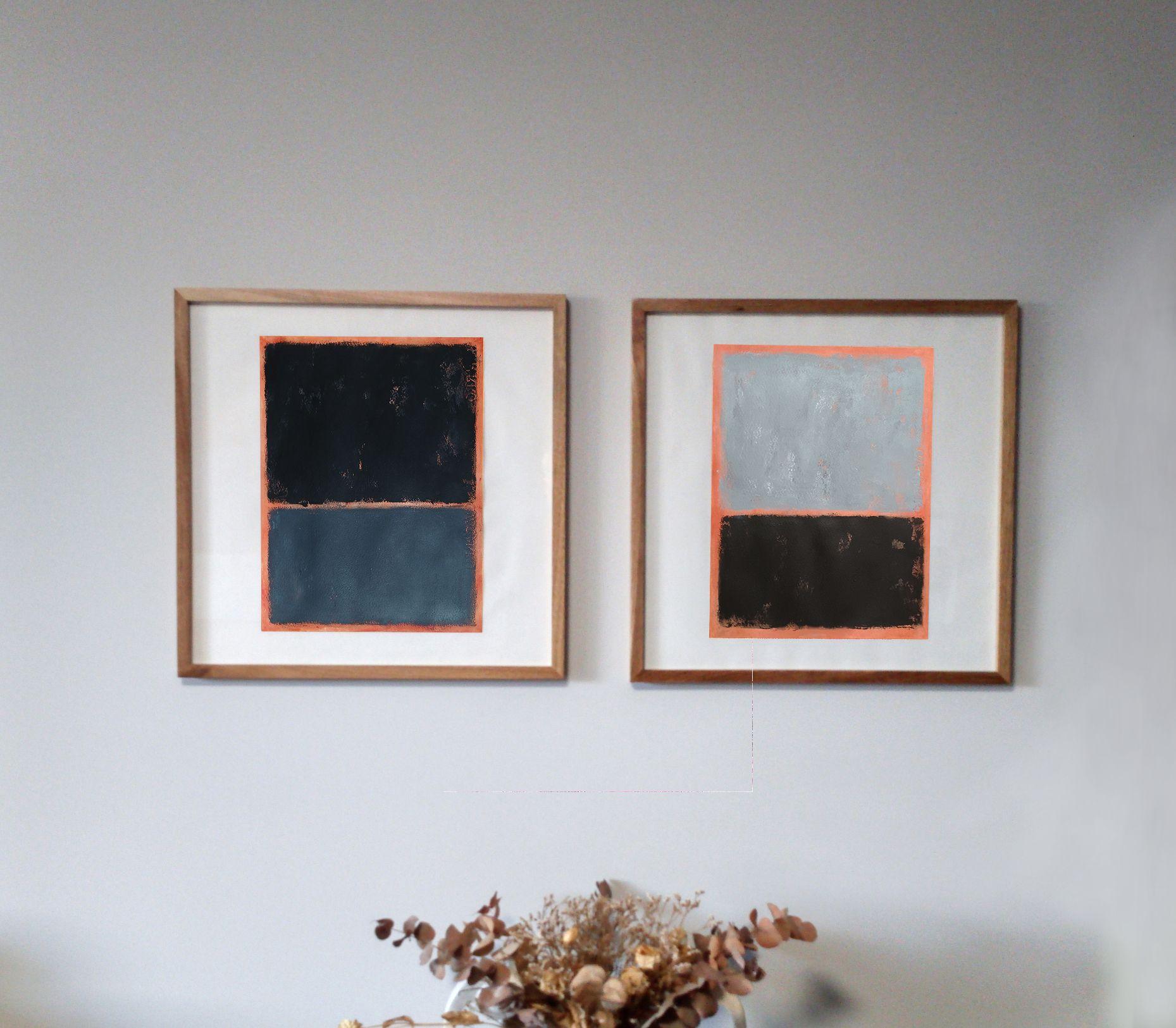 Schwarz und Grau II, Gemälde, Acryl auf Papier im Angebot 1
