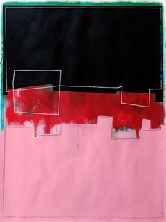 Black, red and pink composition ,  Painting , Acrylic on Paper
