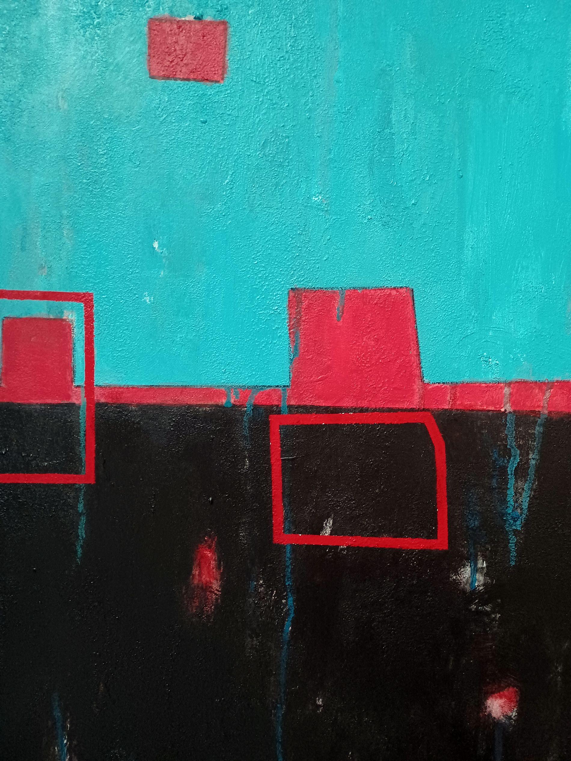 Blaue und schwarze Komposition, Malerei, Acryl auf Leinwand (Abstrakt), Painting, von Luis  Medina