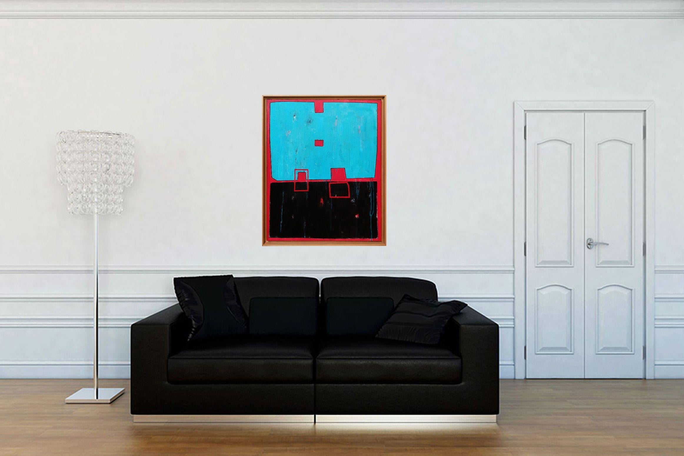 Acryl in Mischtechnik auf Leinwand 81x65x2 cm. Abstraktion mit minimalen geometrischen Formen Bereit zum Aufhängen. Keine Rahmung erforderlich :: Gemälde :: Abstrakt :: Dieses Werk wird mit einem offiziellen, vom Künstler unterzeichneten