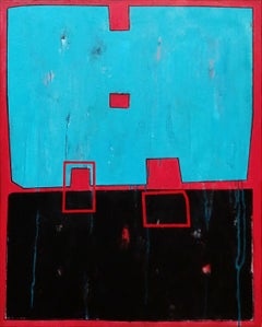 Blaue und schwarze Komposition, Malerei, Acryl auf Leinwand