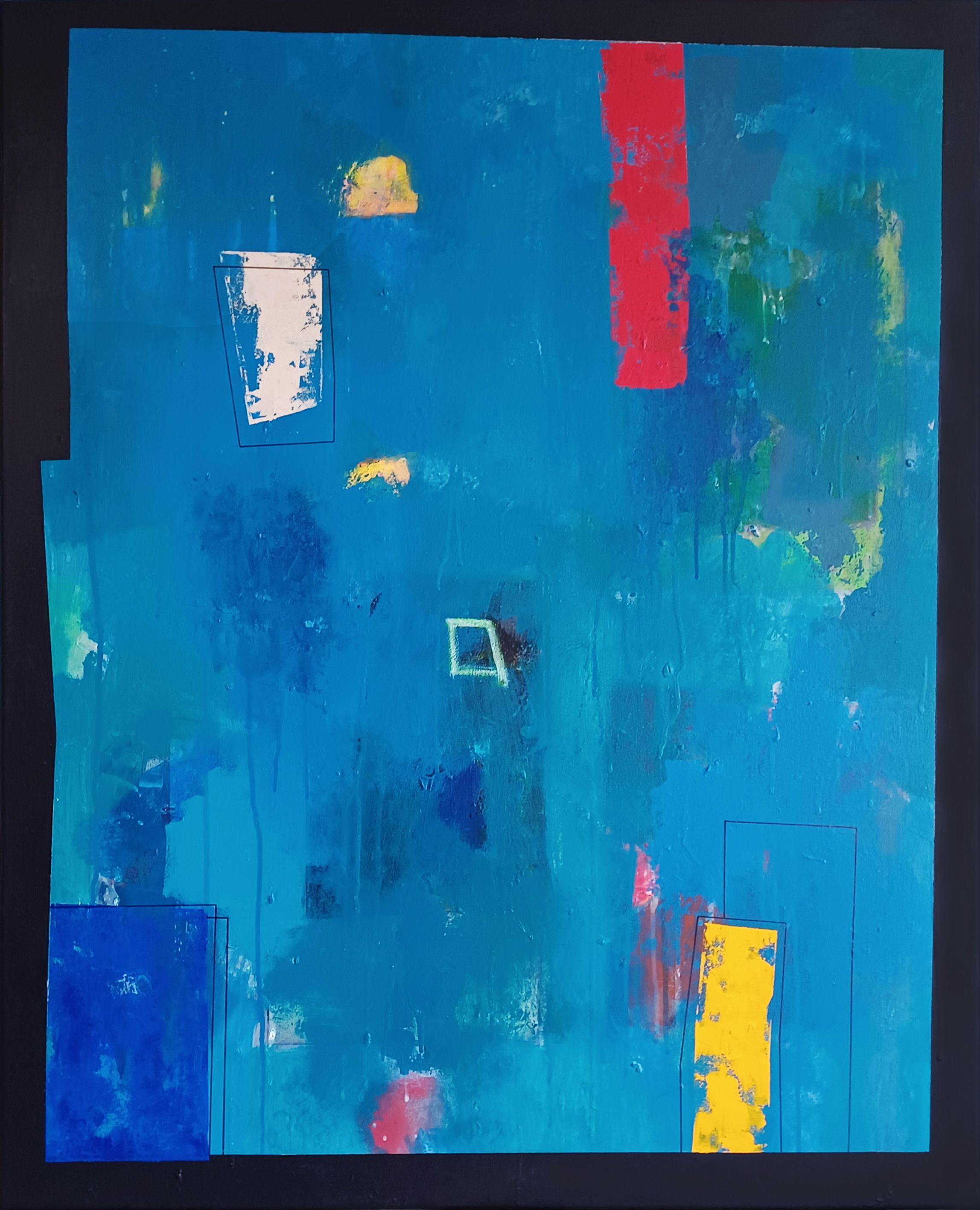 Luis  Medina Abstract Painting - Blue composition II, Painting, Acrylic on Canvas