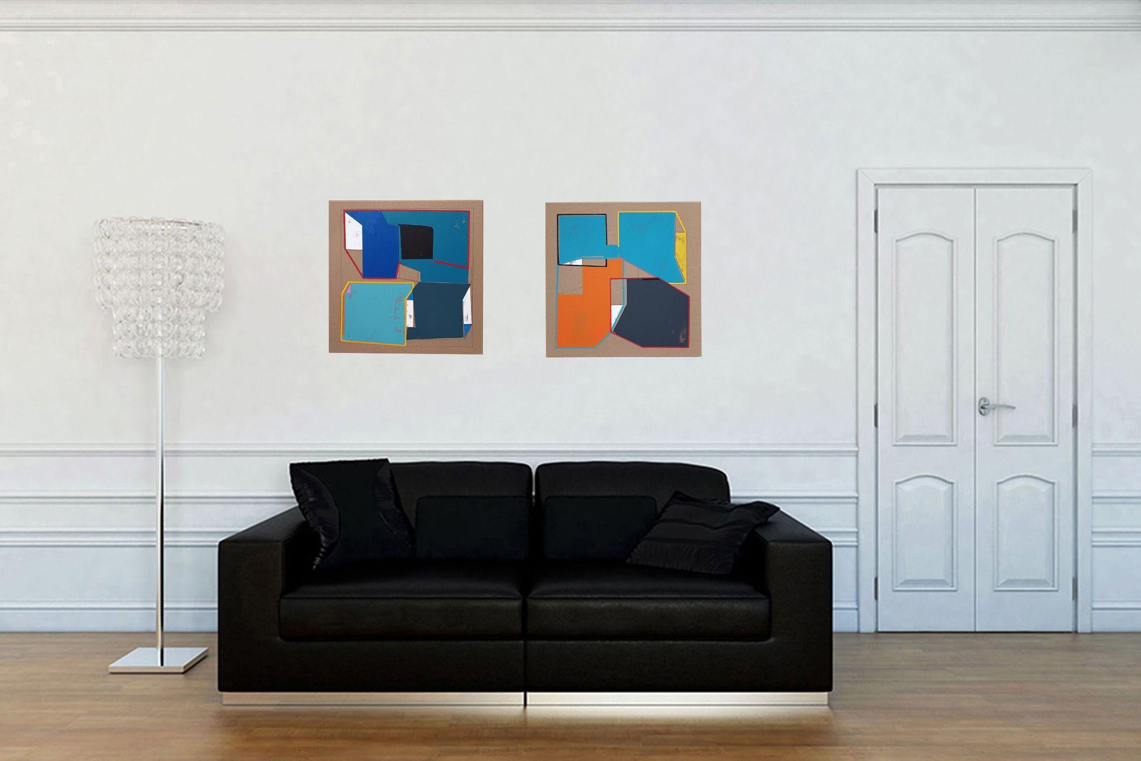 La composizione è il risultato della combinazione di forme minime e geometriche Pronto per essere appeso. Non è necessario incorniciare.    Questo lavoro è un'esplorazione di texture e forme, dove geometria e minimalismo si fondono. In essa ha