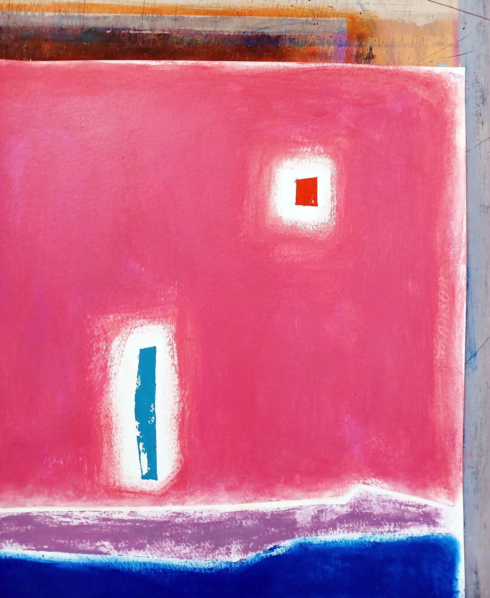 Dawn sea, Painting, Acrylic on Paper - Pink Abstract Painting by Luis  Medina