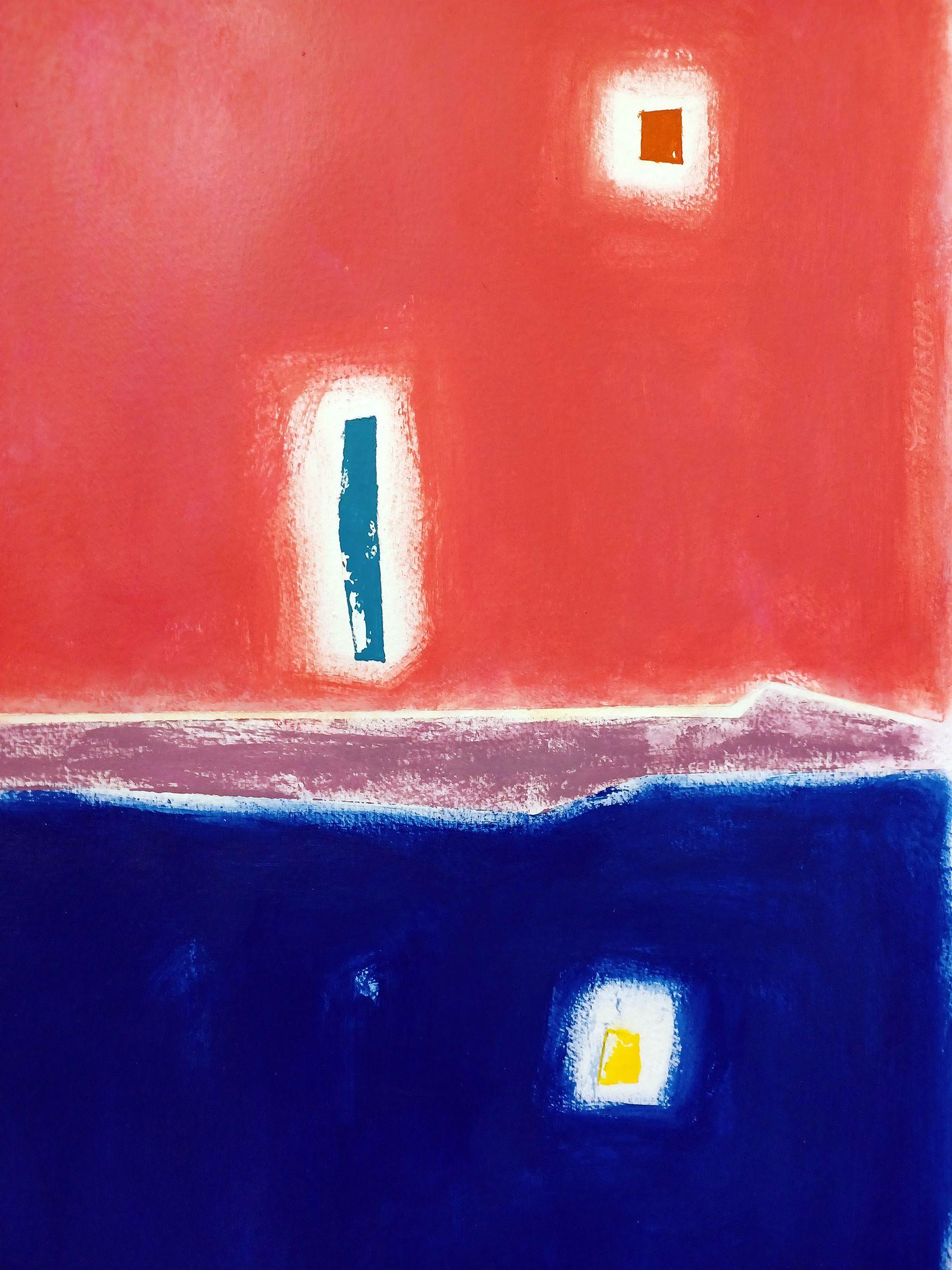 Acrylic on paper 50x50 cm, unframed.     In my work I seek to capture the serene essence of sunrise at sea through vibrant acrylic tones. The deep colors and minimalist composition invoke the tranquility and excitement of a new day beginning. Each