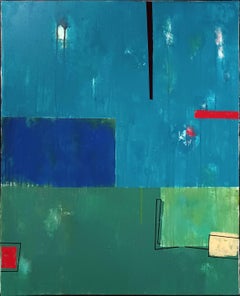 Composition verte et bleue, Peinture, Acrylique sur toile