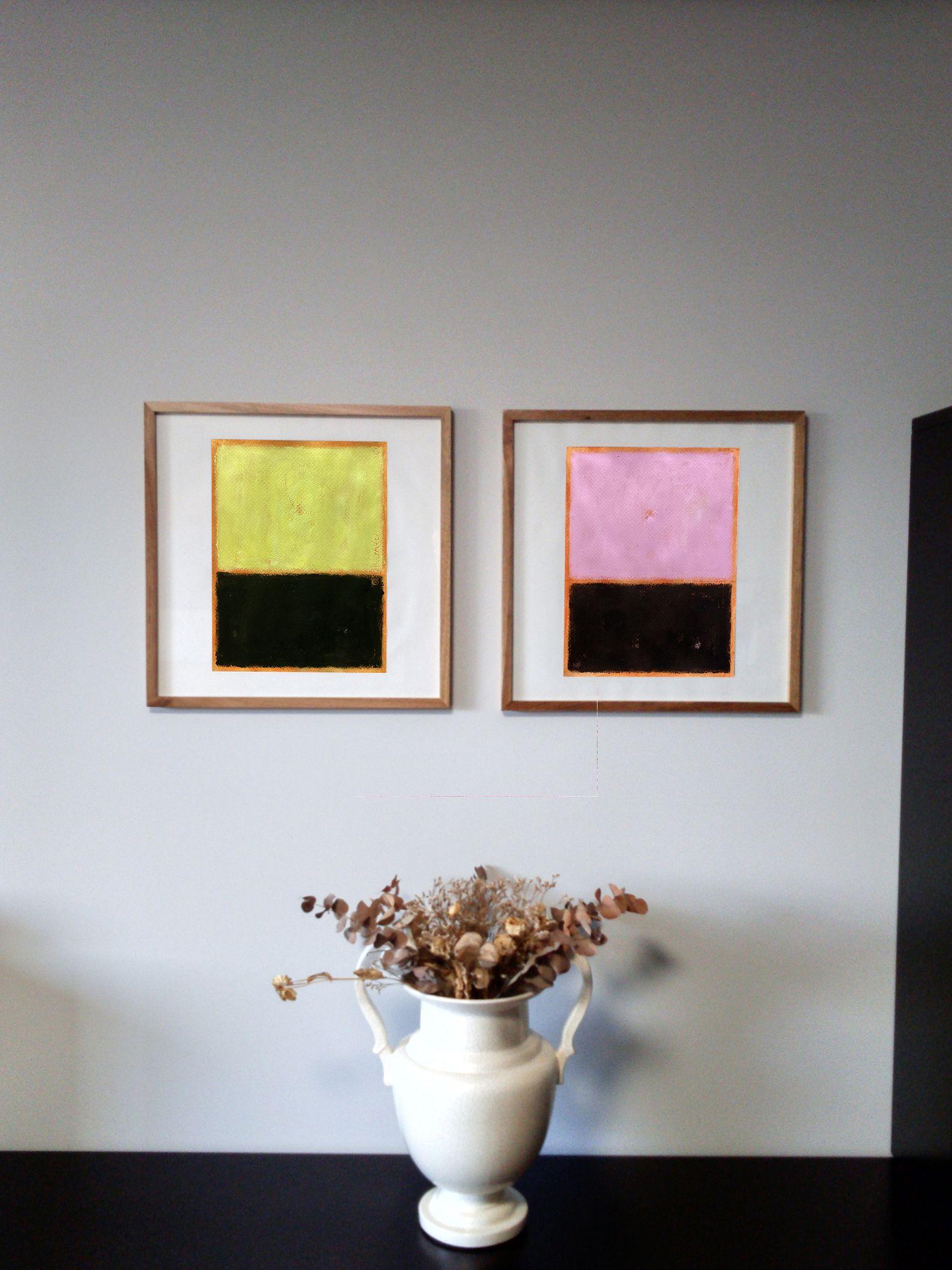 Hellrosa und schwarz, Gemälde, Acryl auf Papier im Angebot 2