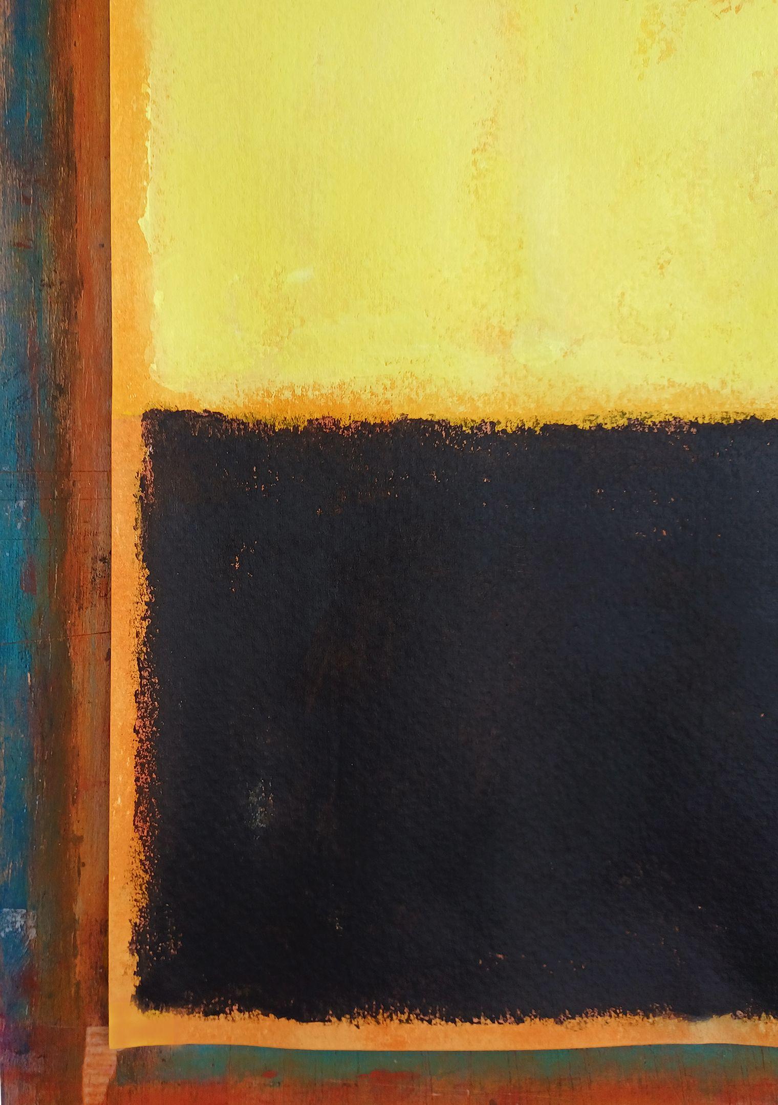 Light yellow and black, Painting, Acrylic on Paper For Sale 1