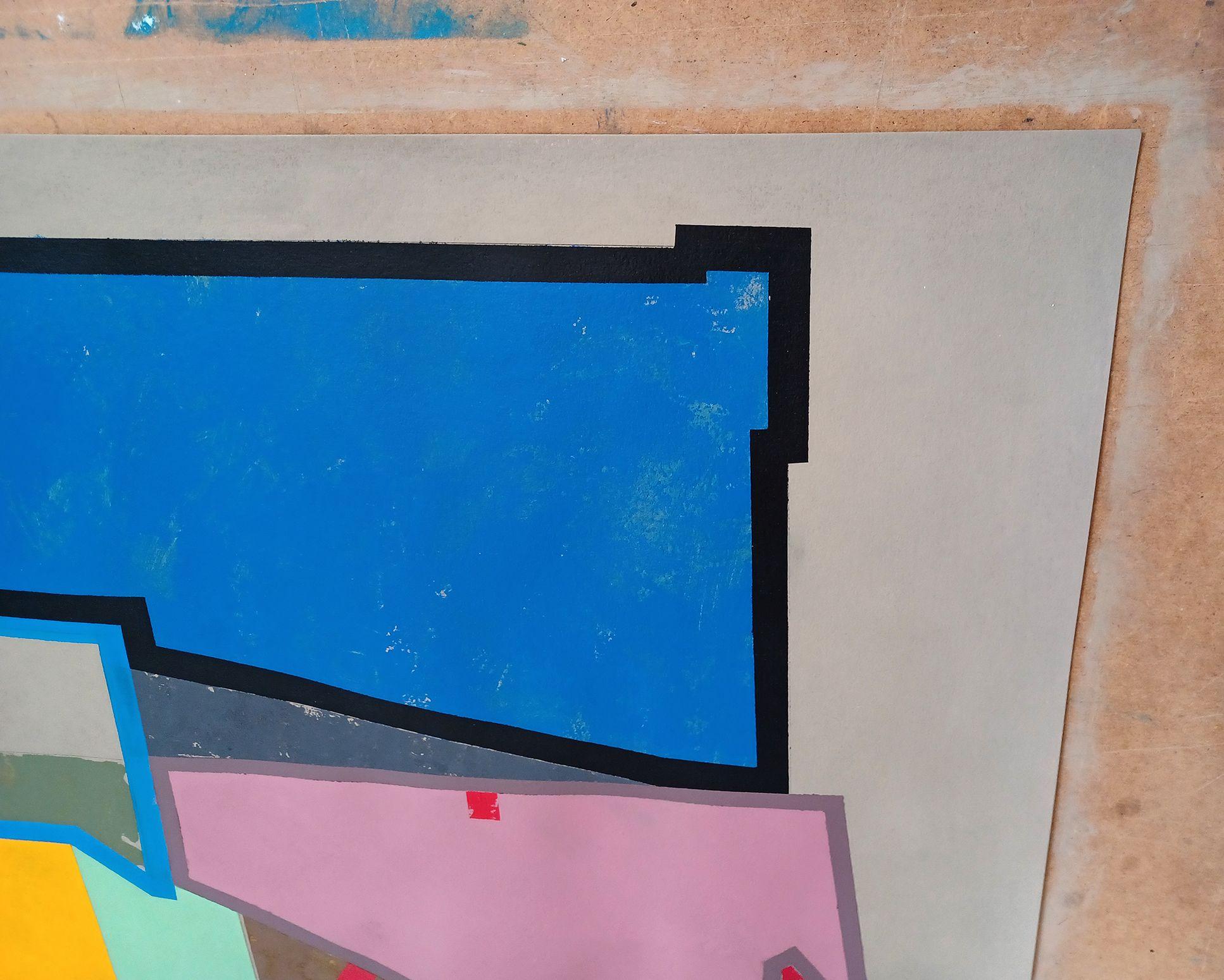 M 5c, Malerei, Acryl auf Papier – Painting von Luis  Medina