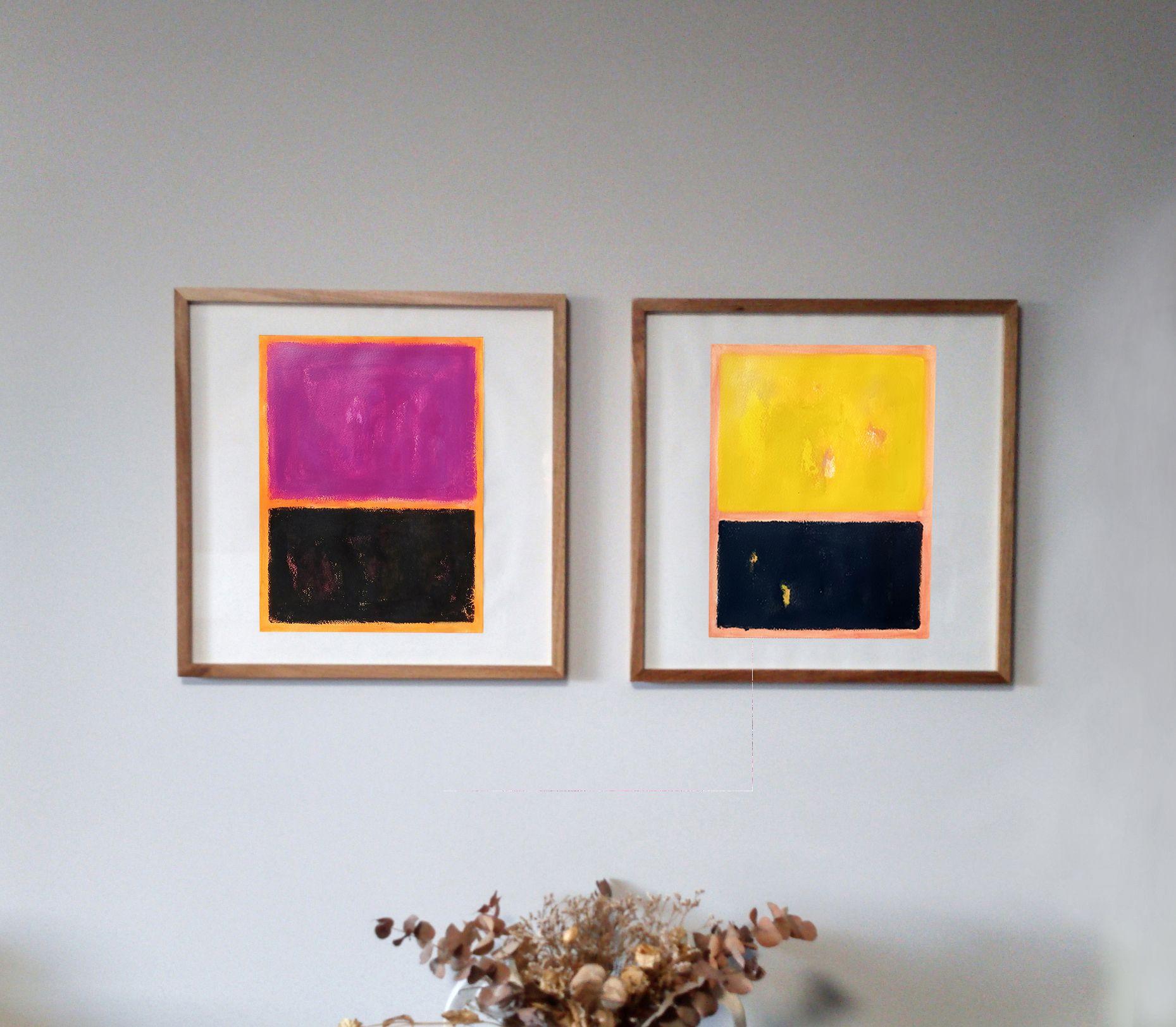 Lila und Schwarz, Gemälde, Acryl auf Papier im Angebot 1