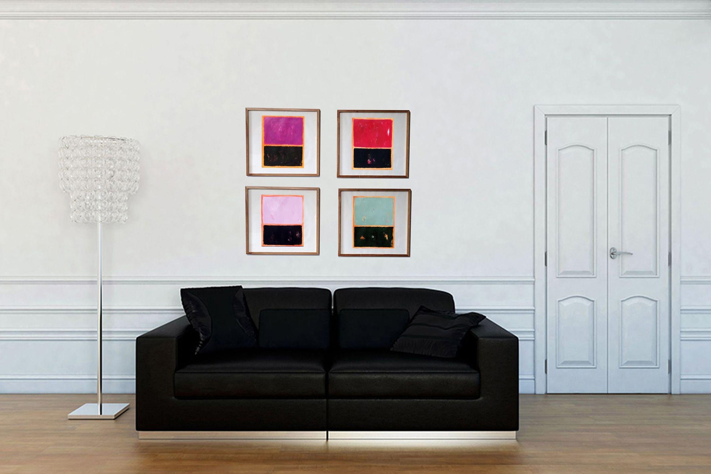 Lila und Schwarz, Gemälde, Acryl auf Papier im Angebot 2