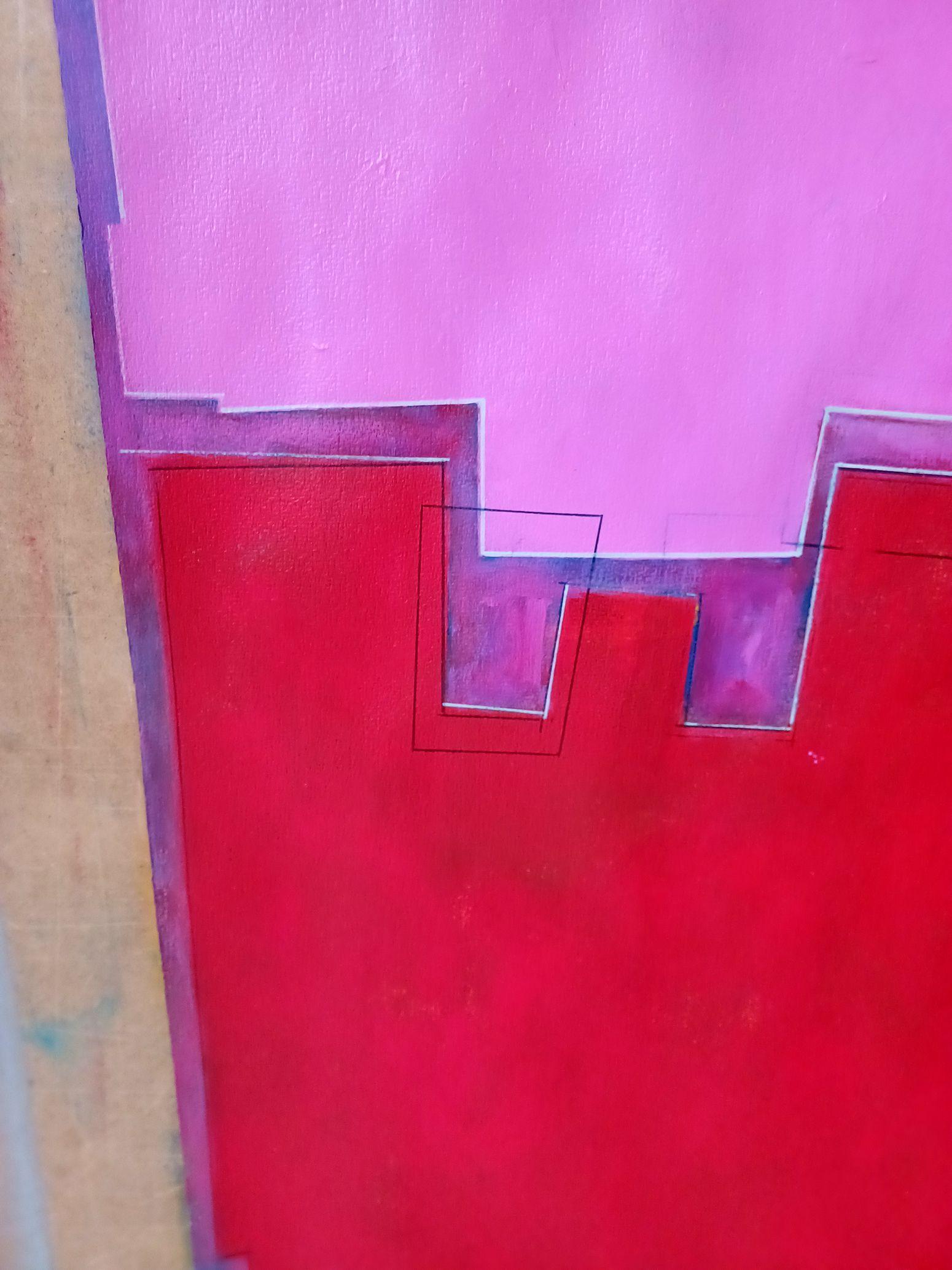Rot und rosa Zusammensetzung D, Malerei, Acryl auf Papier (Abstrakt), Painting, von Luis  Medina