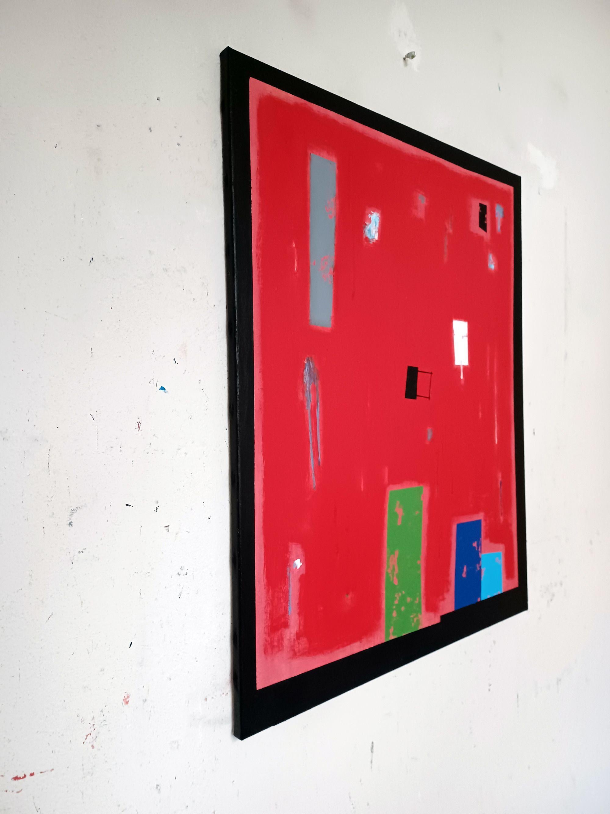 Rot in der Stadt II, Malerei, Acryl auf Leinwand – Painting von Luis  Medina