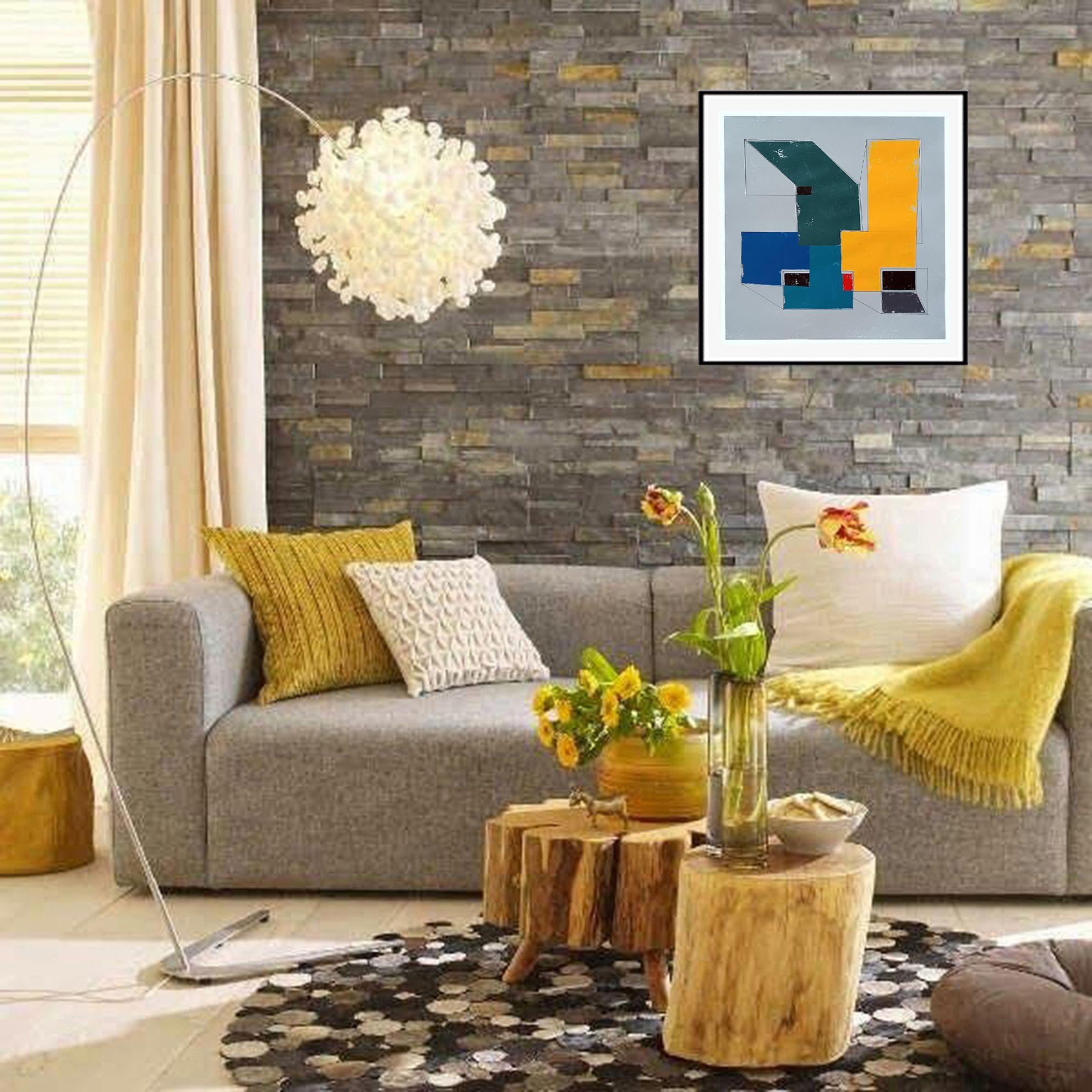 A Space 20e, Malerei, Acryl auf Papier (Beige), Abstract Painting, von Luis  Medina