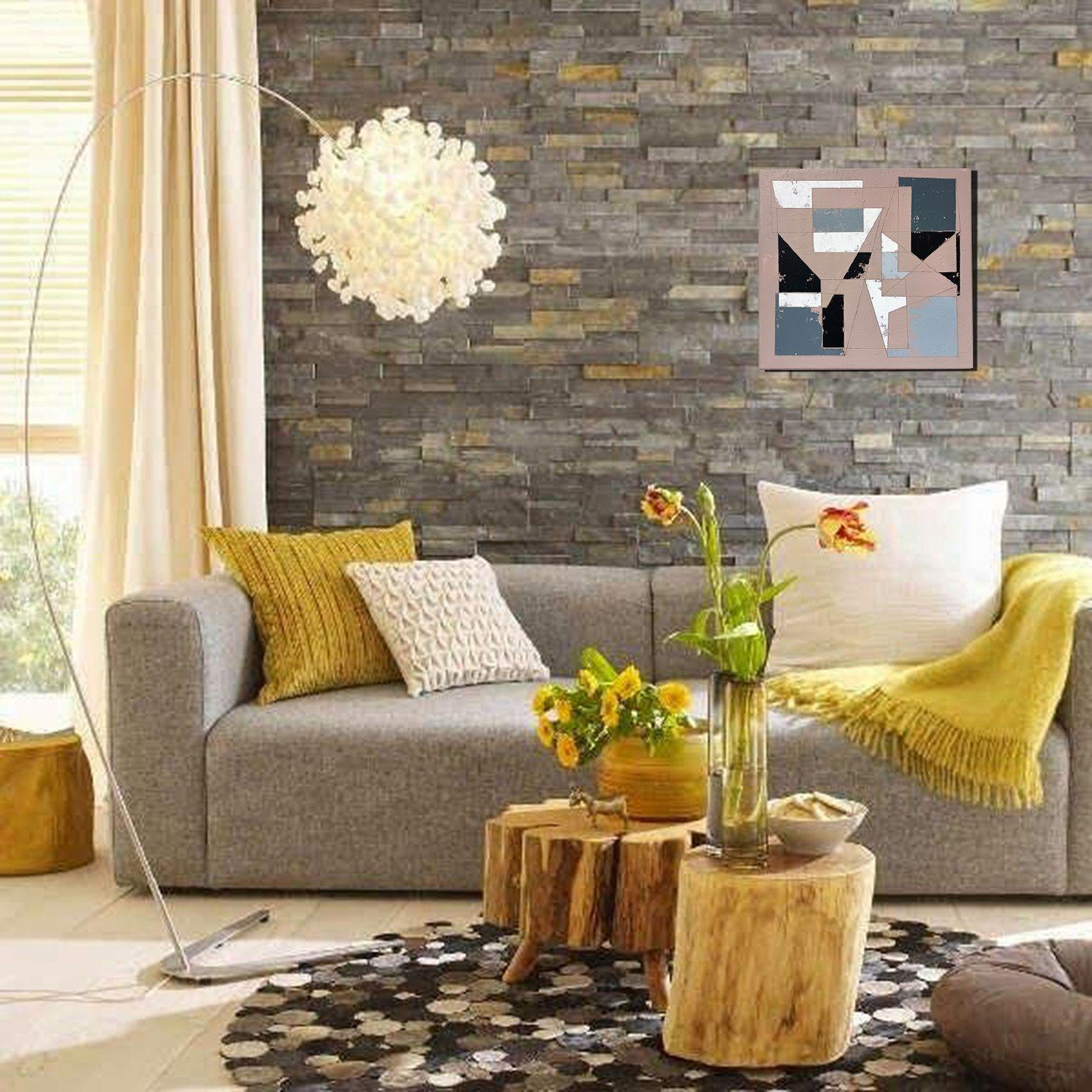 A Space 30, peinture, acrylique sur toile - Gris Abstract Painting par Luis  Medina
