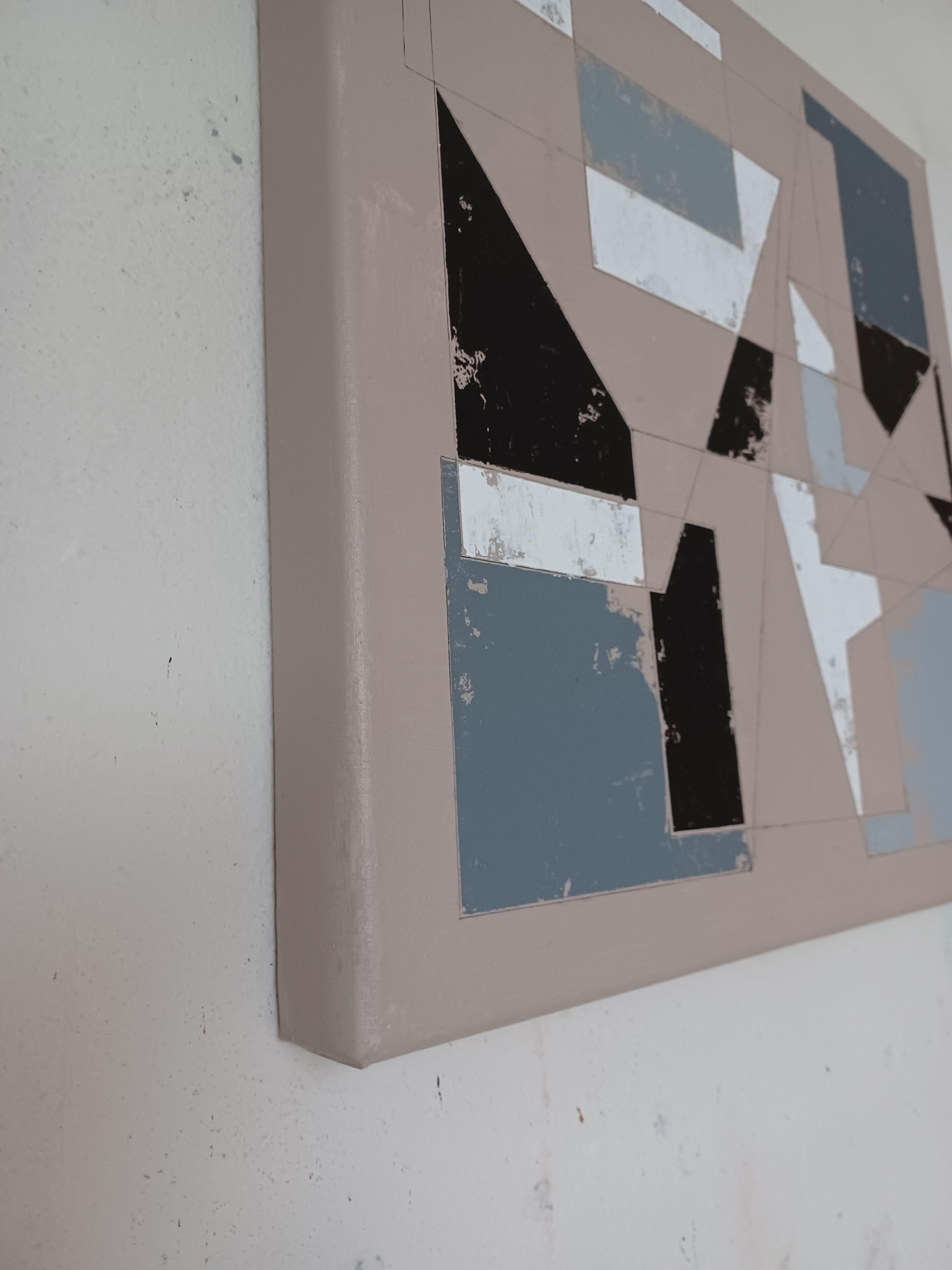 Une série d'espaces, de la géométrie mélangée à du noir et blanc minimal.  Formes en acrylique sur toile   Prêt à être accroché.  Aucun encadrement requis : : Peinture : : Abstraite : : Cette pièce est accompagnée d'un certificat d'authenticité