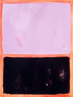 Rose pâle et noir, peinture, acrylique sur papier