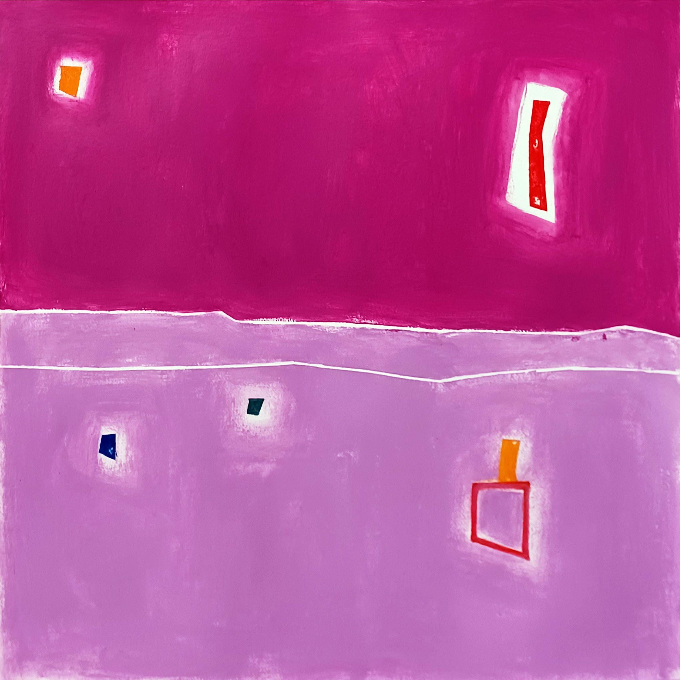 Abstract Painting de Luis Medina - Paisaje de ciruelas y violetas, Pintura, Acrílico sobre papel