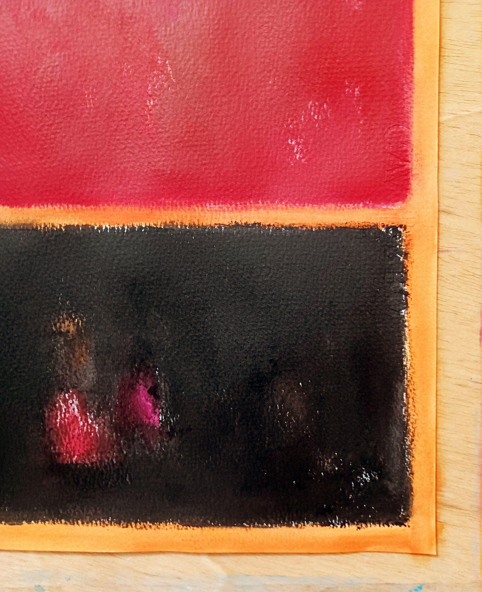 Rosso ciliegia e nero, Pittura, Acrilico su carta - Painting Espressionismo astratto di Luis Medina