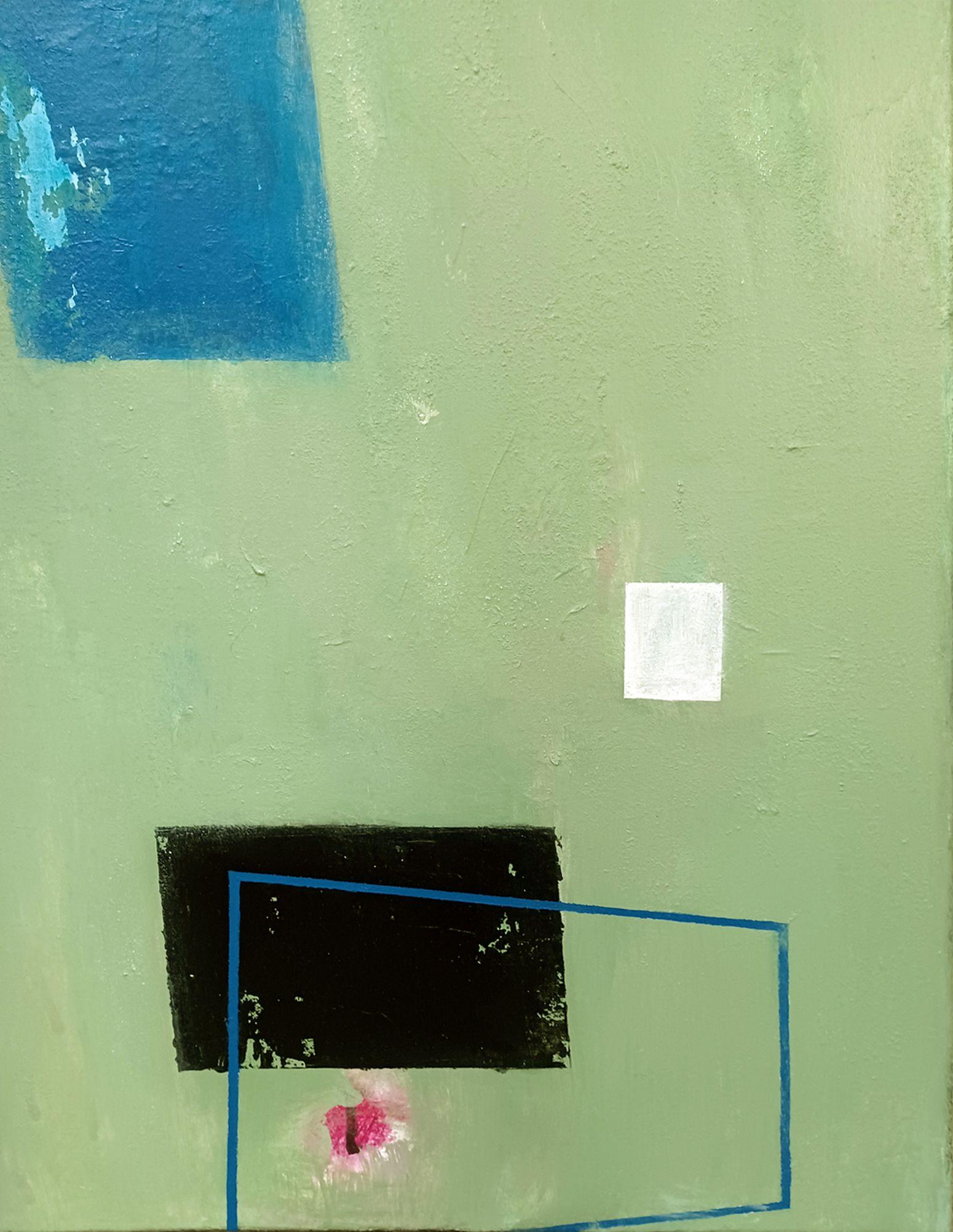 Destellos de primavera, Pintura, Acrílico sobre lienzo - Abstract Painting Verde de Luis Medina