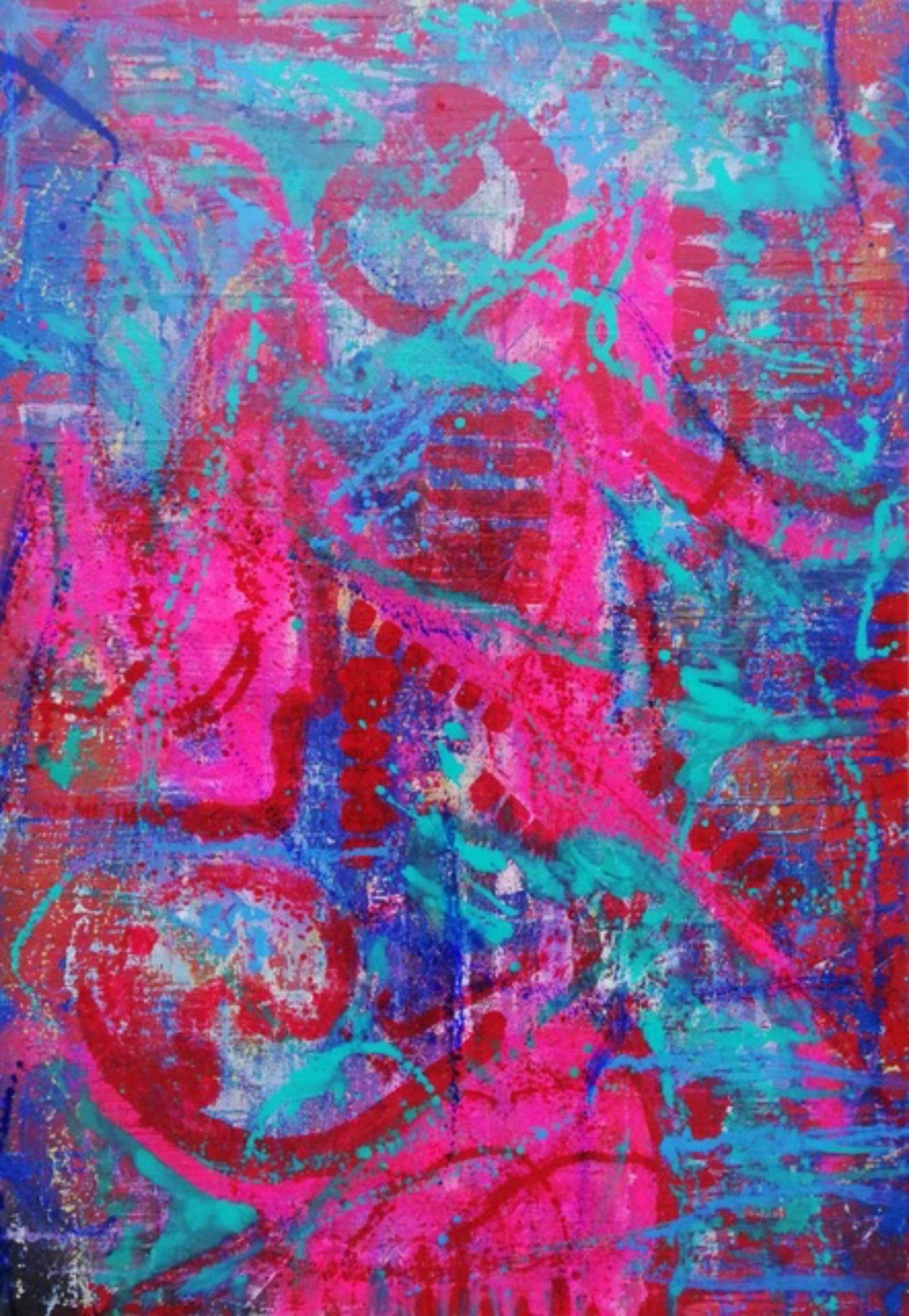 LUIS MIGUEL APARISI Abstract Painting - IMPACT ON PINK, Painting, Oil on Canvas
